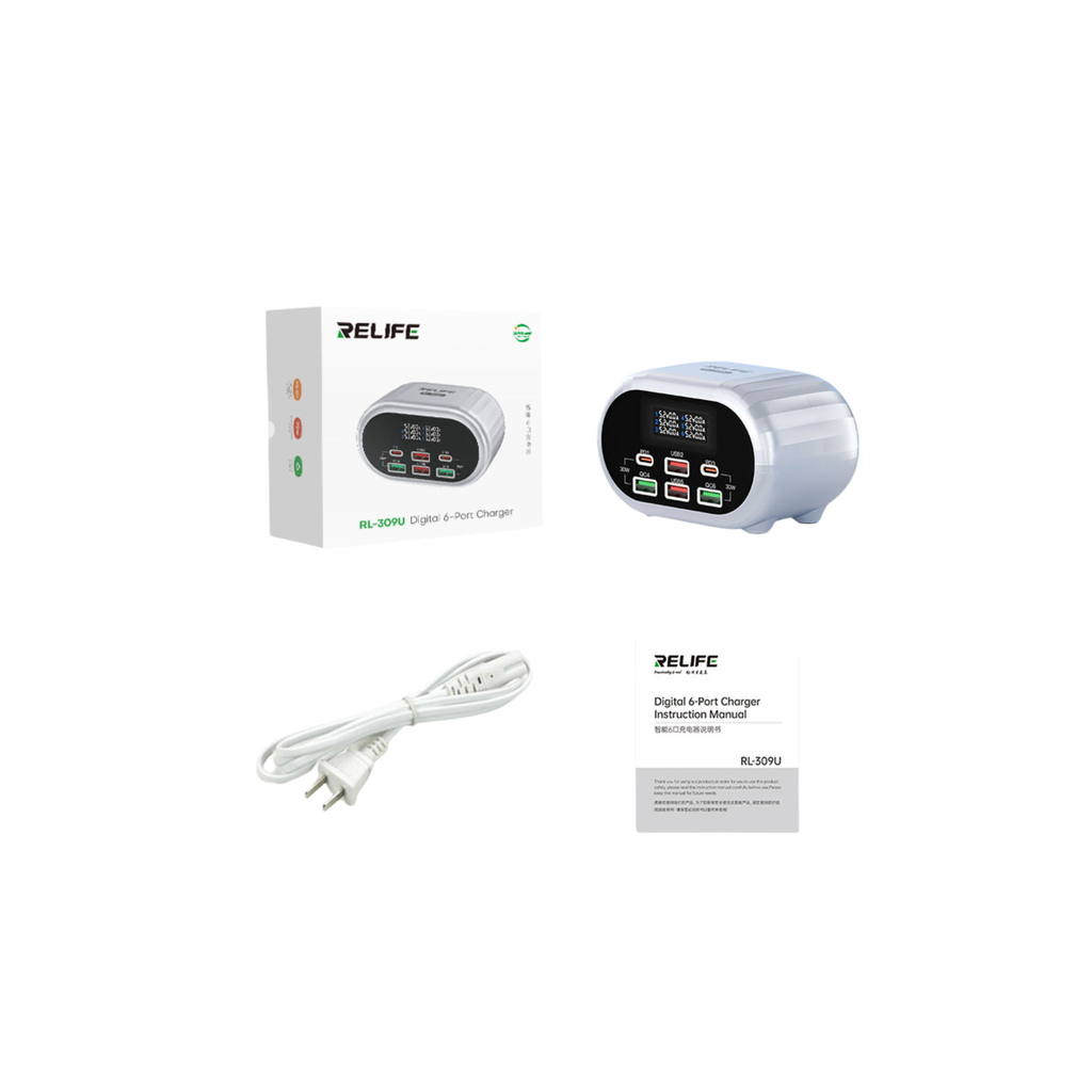 MOBILE CHARGE RELIFE RL-309U-SILVER 6USB (شاحن)
