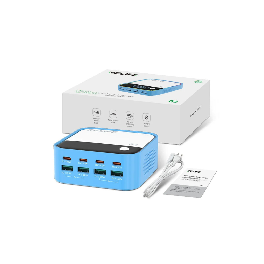 [73001003344] MOBILE CHARGE RELIFE RL-Q2-BLUE 8USB (شاحن)