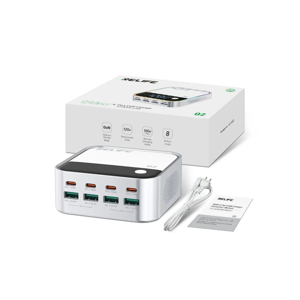 [73001003345] MOBILE CHARGE RELIFE RL-Q2-GRAY 8USB (شاحن)