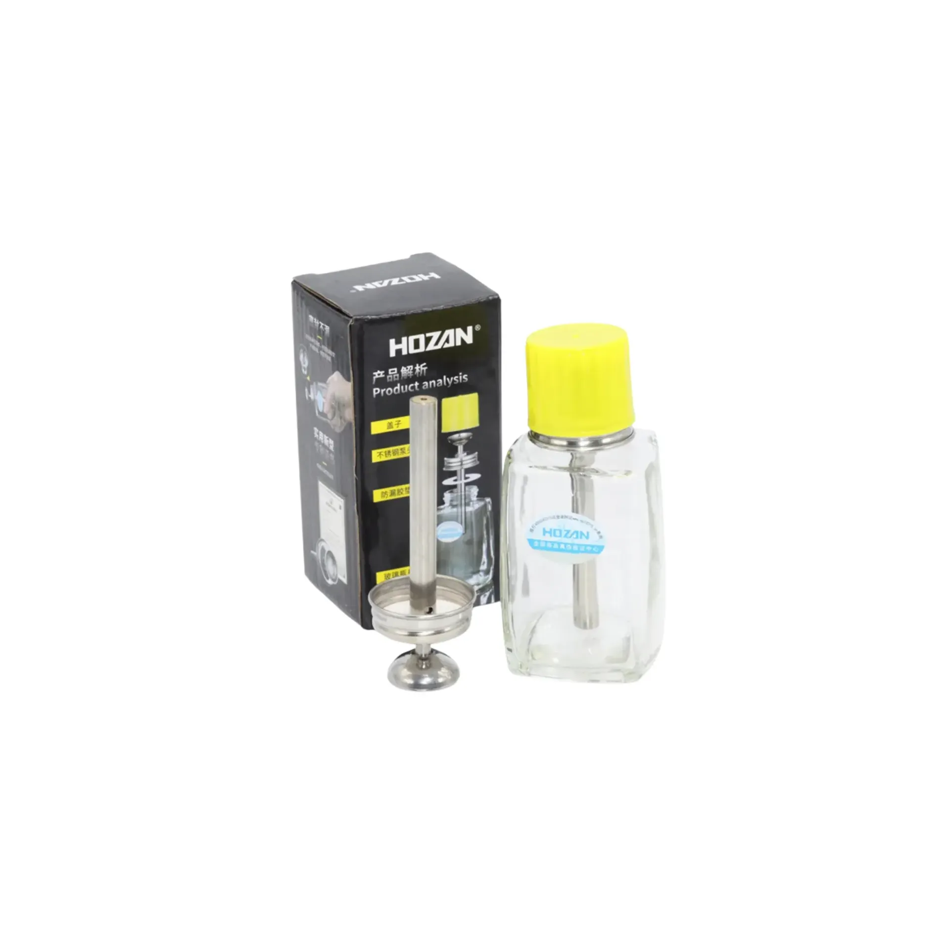 [73001004689] STORAGE GLASS BOTTLE HOZAN 200ML/256G (ضاغطه زجاج)